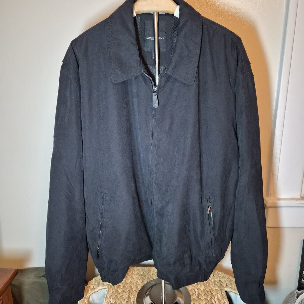 London Fog Zip-Front Golf Jacket‎ Mesh Lined Men's Size XXL Black